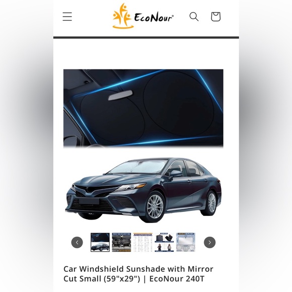 EcoNour Windshield Sunshade - Black & Silver Size Small NWT - Picture 6 of 10